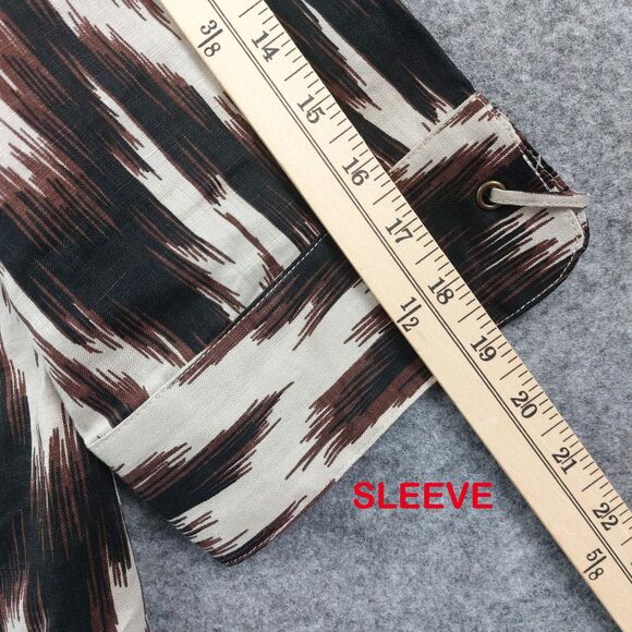 Chicos Top Jacket Sz 3 Linen Brown 3/4 Sleeve Button Pockets Modern Lagenlook - Picture 6 of 10